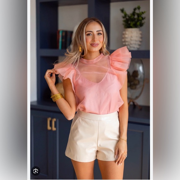 Buddy Love Elegant faux leather Cream Women's Shorts - Picture 2 of 9